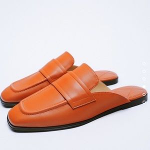 ZARA NEW FLAT MULES ORANGE SIZE 8